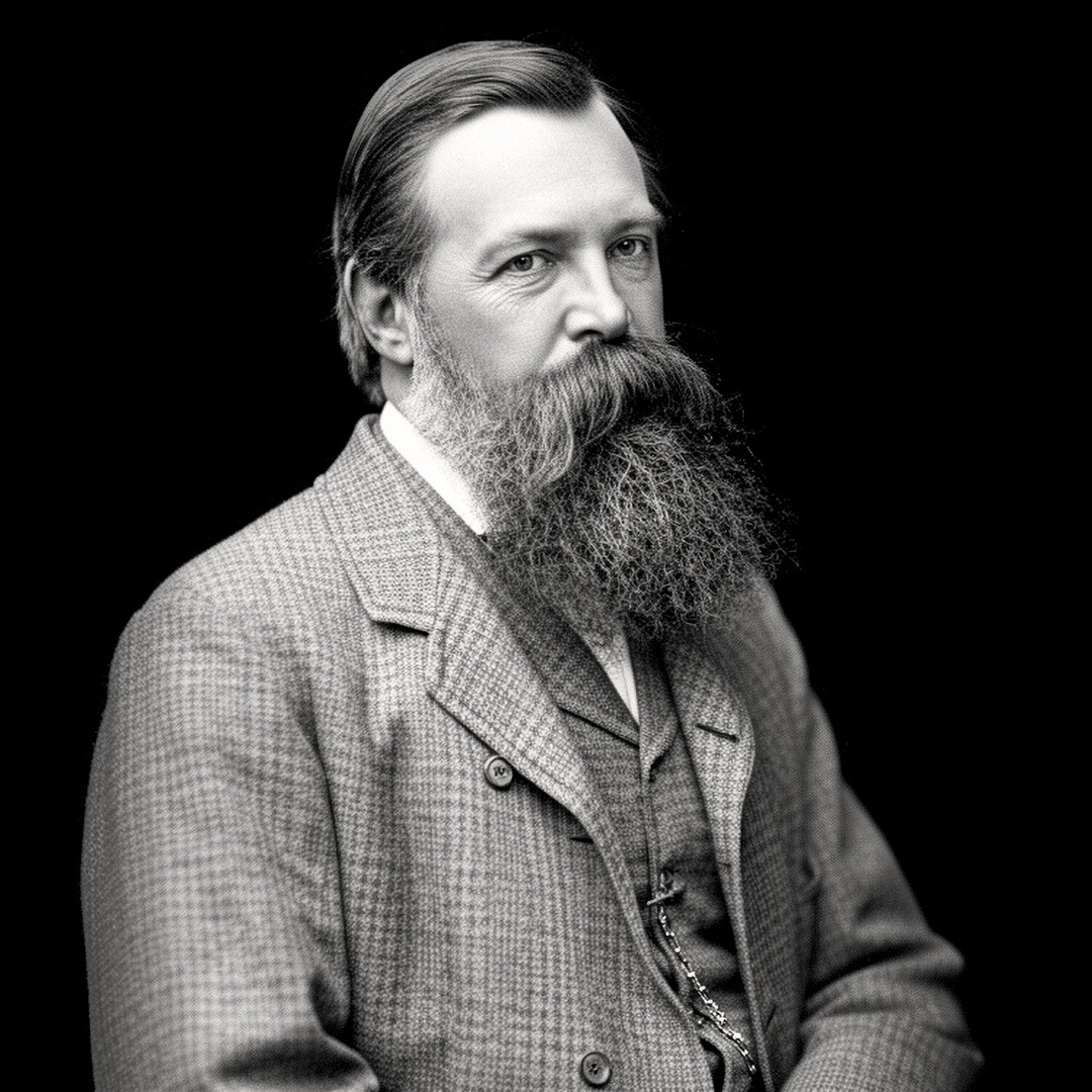 Ф. Энгельс, Брайтон, 1877 — AI-портрет по фотографии Уильяма Холла