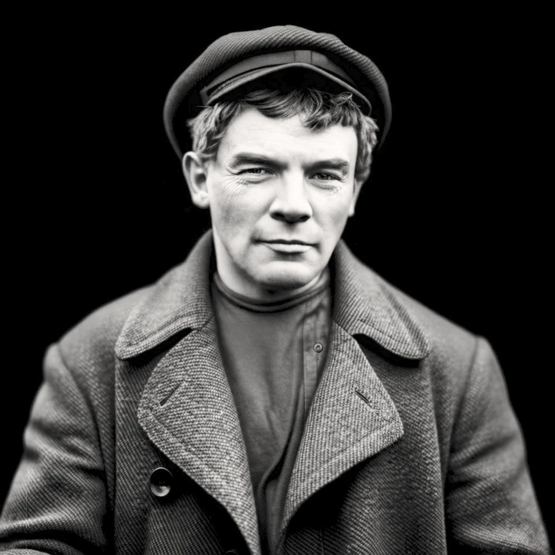 В. И. Ленин в парике и кепке, Разлив, 1917 — AI-портрет по фотографии Д. И. Лещенко